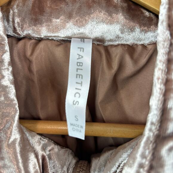 Fabletics Wander Crushed Velour Cropped Puffer Jacket Pink S - Picture 7 of 10